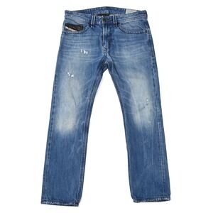 Diesel Jeans Mens 29x30 (32x27) Thavar Slim Skinny Wash 0663E Blue Denim Zip Fly